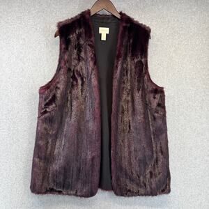 Chico’s Faux Fur Soft Vest Womens Size 3 Purple Black Modacrylic Polyester Chic